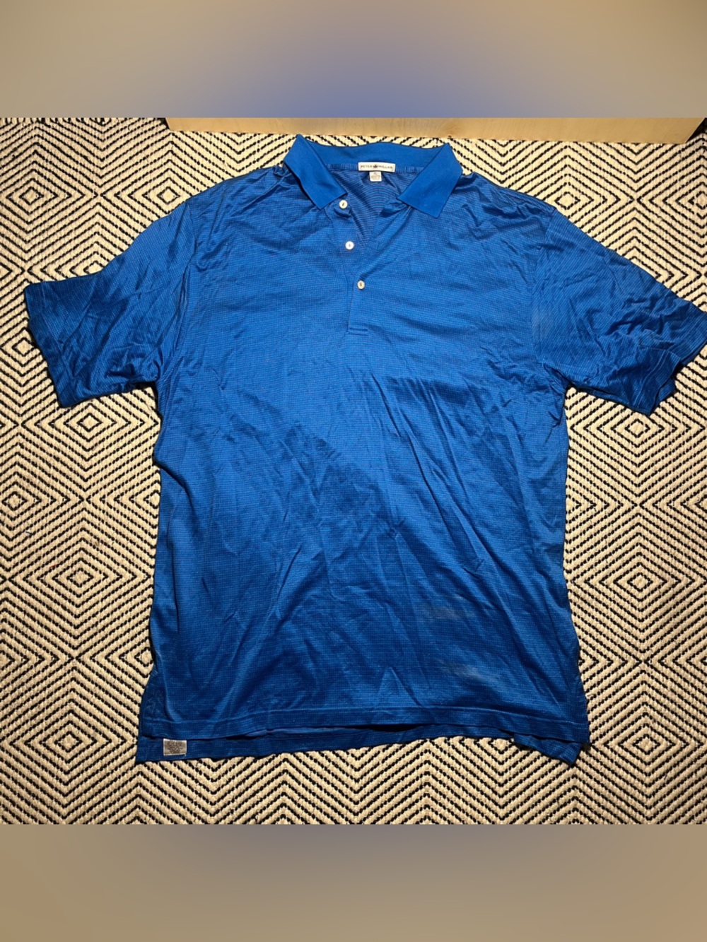 Peter Millar X Large Men's Golf Polo Shirt 100% Cotton Blue Short Sleeve